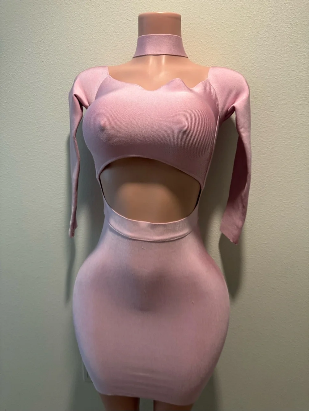 Hot Miami Styles Blush Pink Mini Dress